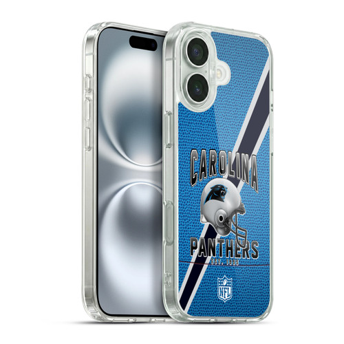NFL Carolina Panthers Logo Art Football Stripes Soft Gel Case for Apple iPhone 16 Plus & MagSafe