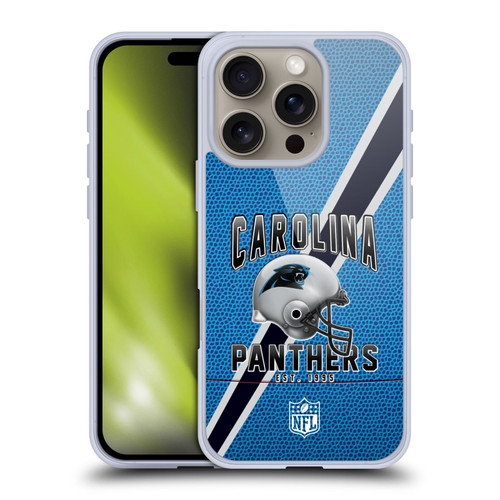 NFL Carolina Panthers Logo Art Football Stripes Soft Gel Case for Apple iPhone 16 Pro