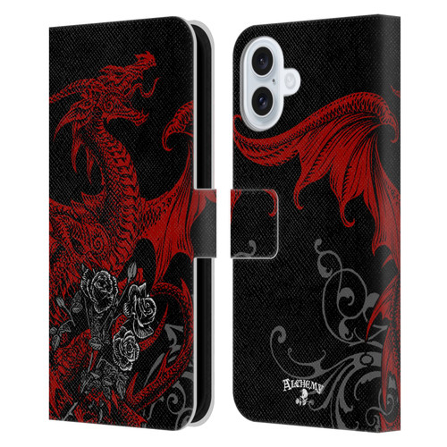 Alchemy Gothic Dragon Draco Rosa Leather Book Wallet Case Cover For Apple iPhone 16 Plus