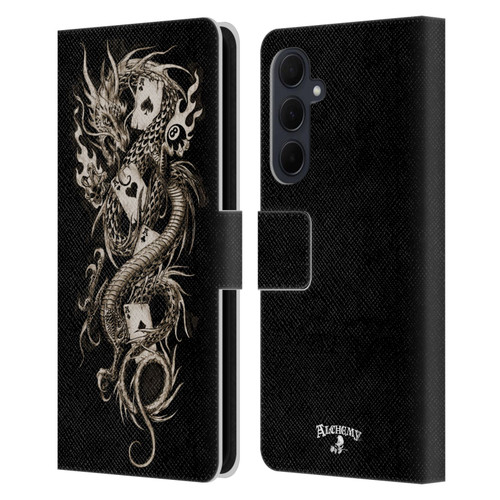 Alchemy Gothic Dragon Imperial Leather Book Wallet Case Cover For Samsung Galaxy A35 5G