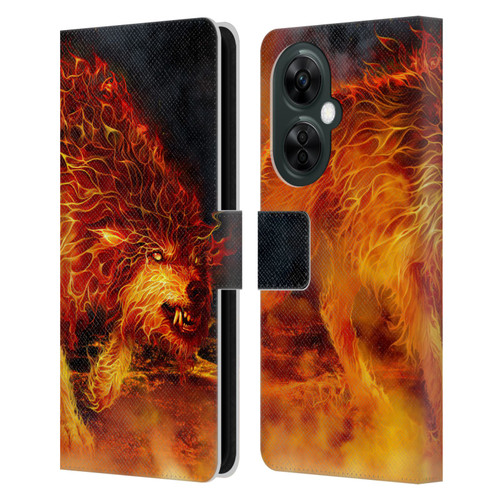 Tom Wood Fire Creatures Wolf Stalker Leather Book Wallet Case Cover For OnePlus Nord CE 3 Lite 5G