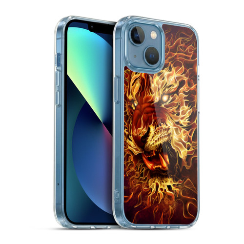 Tom Wood Fire Creatures Tiger Soft Gel Case for Apple iPhone 13 Mini & MagSafe