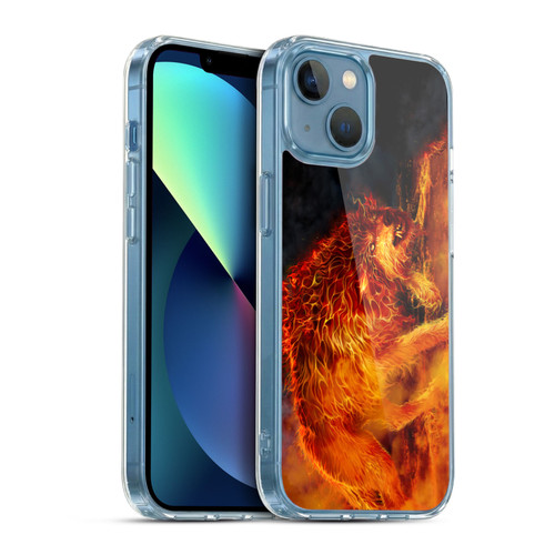 Tom Wood Fire Creatures Wolf Stalker Soft Gel Case for Apple iPhone 13 Mini & MagSafe