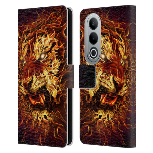 Tom Wood Fire Creatures Tiger Leather Book Wallet Case Cover For OPPO OnePlus Ace 3V 5G