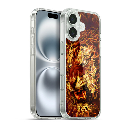 Tom Wood Fire Creatures Tiger Soft Gel Case for Apple iPhone 16 Plus & MagSafe