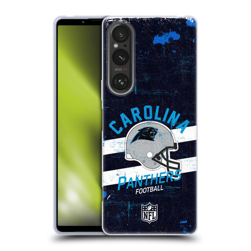NFL Carolina Panthers Logo Art Helmet Distressed Soft Gel Case for Sony Xperia 1 V 5G