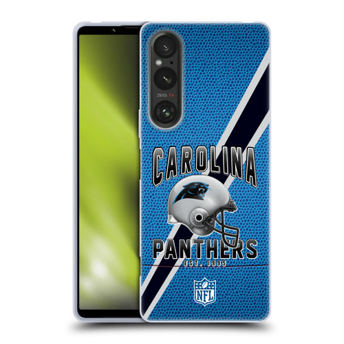 NFL Carolina Panthers Logo Art Football Stripes Soft Gel Case for Sony Xperia 1 V 5G