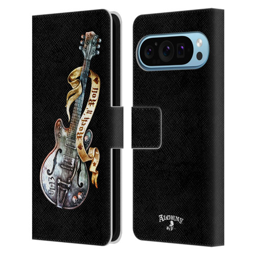 Alchemy Gothic Illustration Rock'it 56 Guitar Leather Book Wallet Case Cover For Google Pixel 9 / Pixel 9 Pro