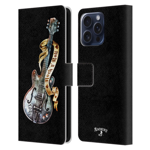 Alchemy Gothic Illustration Rock'it 56 Guitar Leather Book Wallet Case Cover For Apple iPhone 16 Pro Max