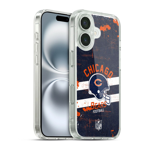 NFL Chicago Bears Logo Art Helmet Distressed Soft Gel Case for Apple iPhone 16 & MagSafe