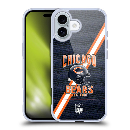 NFL Chicago Bears Logo Art Football Stripes Soft Gel Case for Apple iPhone 16