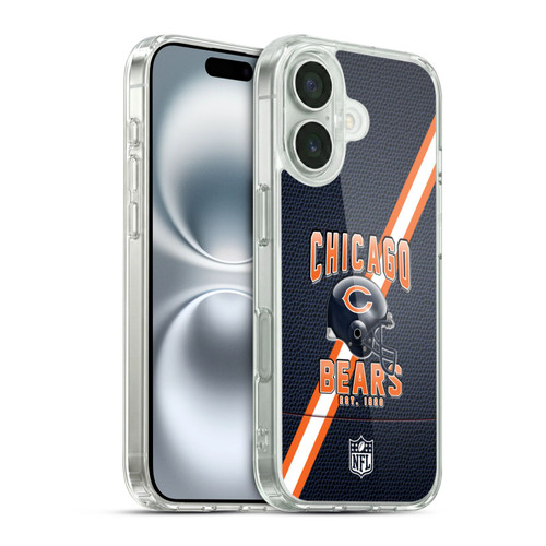 NFL Chicago Bears Logo Art Football Stripes Soft Gel Case for Apple iPhone 16 & MagSafe