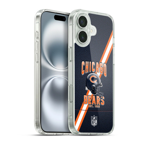 NFL Chicago Bears Logo Art Football Stripes Soft Gel Case for Apple iPhone 16 Plus & MagSafe