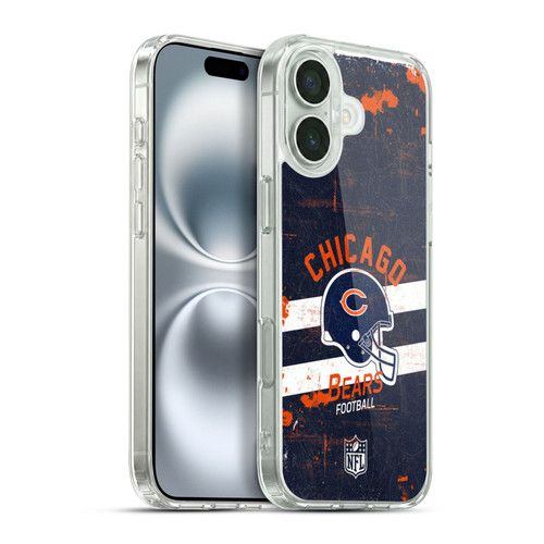 NFL Chicago Bears Logo Art Helmet Distressed Soft Gel Case for Apple iPhone 16 Plus & MagSafe