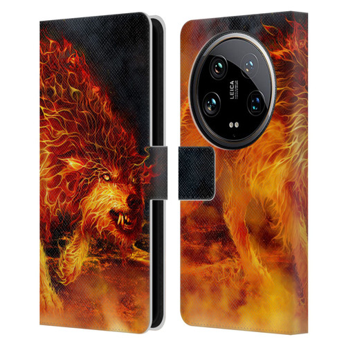 Tom Wood Fire Creatures Wolf Stalker Leather Book Wallet Case Cover For Xiaomi 14 Ultra