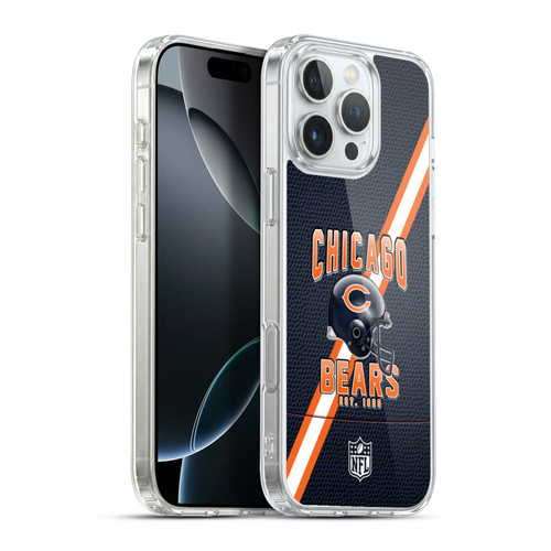 NFL Chicago Bears Logo Art Football Stripes Soft Gel Case for Apple iPhone 16 Pro Max & MagSafe