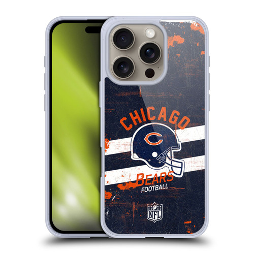 NFL Chicago Bears Logo Art Helmet Distressed Soft Gel Case for Apple iPhone 16 Pro