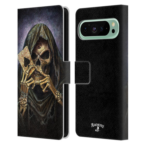 Alchemy Gothic Skull And Cards Reaper's Ace Leather Book Wallet Case Cover For Google Pixel 9 Pro XL