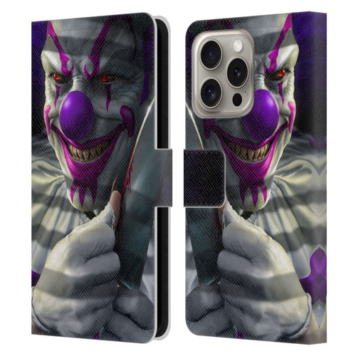 Tom Wood Horror Mischief The Clown Leather Book Wallet Case Cover For Apple iPhone 16 Pro