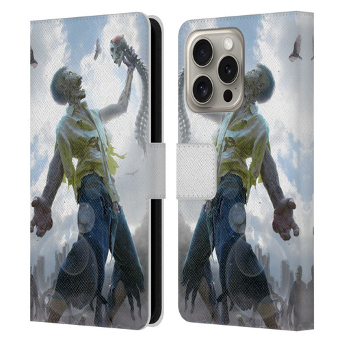 Tom Wood Horror Zombie Scraps Leather Book Wallet Case Cover For Apple iPhone 16 Pro