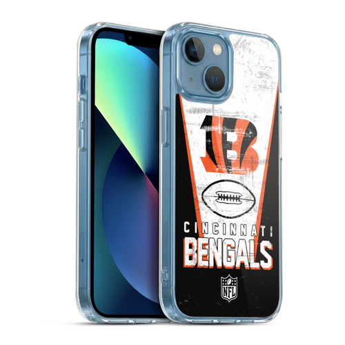 NFL Cincinnati Bengals Logo Art Banner Soft Gel Case for Apple iPhone 13 Mini & MagSafe