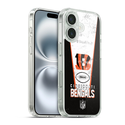 NFL Cincinnati Bengals Logo Art Banner Soft Gel Case for Apple iPhone 16 & MagSafe
