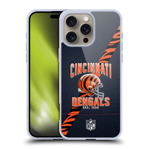 NFL Cincinnati Bengals Logo Art Football Stripes Soft Gel Case for Apple iPhone 16 Pro Max NFL Cincinnati Bengals Logo Art Football Stripes Soft Gel Case for Apple iPhone 16 Pro Max