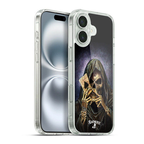 Alchemy Gothic Skull And Cards Reaper's Ace Soft Gel Case for Apple iPhone 16 Plus & MagSafe