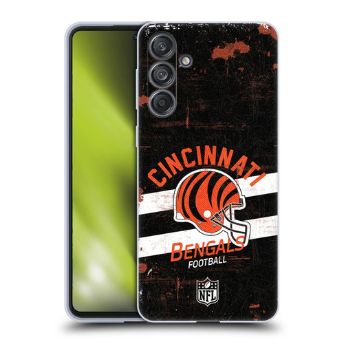 NFL Cincinnati Bengals Logo Art Helmet Distressed Soft Gel Case for Samsung Galaxy M55 5G