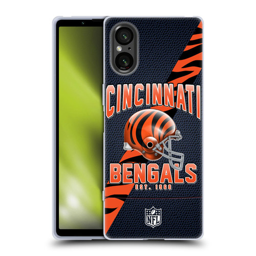 NFL Cincinnati Bengals Logo Art Football Stripes Soft Gel Case for Sony Xperia 5 V 5G