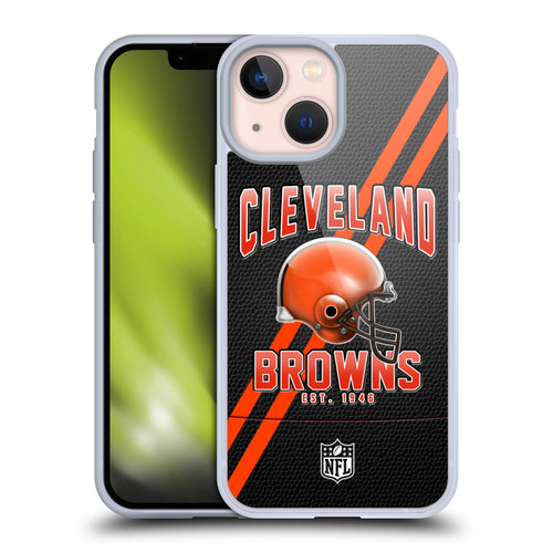 NFL Cleveland Browns Logo Art Football Stripes Soft Gel Case for Apple iPhone 13 Mini