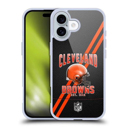 NFL Cleveland Browns Logo Art Football Stripes Soft Gel Case for Apple iPhone 16