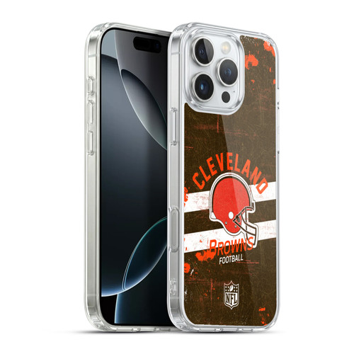NFL Cleveland Browns Logo Art Helmet Distressed Soft Gel Case for Apple iPhone 16 Pro Max & MagSafe