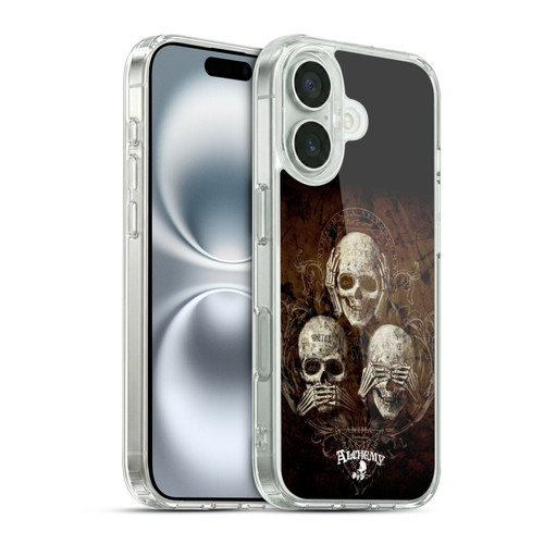 Alchemy Gothic Skull No Evil Three Skull Soft Gel Case for Apple iPhone 16