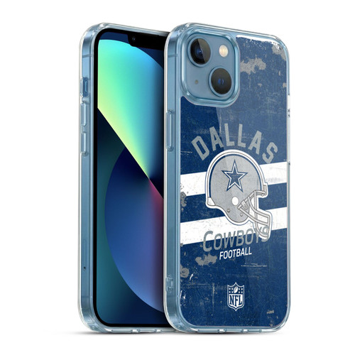 NFL Dallas Cowboys Logo Art Helmet Distressed Soft Gel Case for Apple iPhone 13 Mini & MagSafe