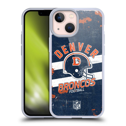 NFL Denver Broncos Logo Art Helmet Distressed Soft Gel Case for Apple iPhone 13 Mini