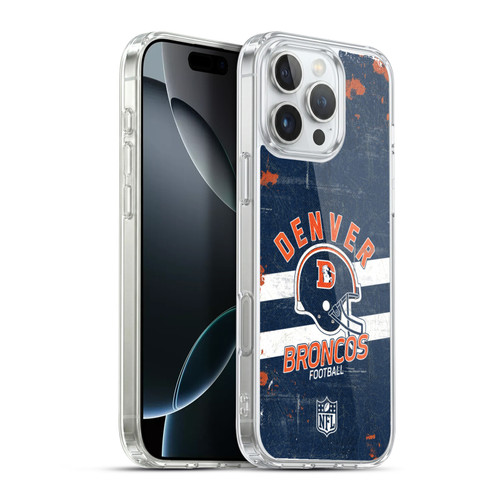 NFL Denver Broncos Logo Art Helmet Distressed Soft Gel Case for Apple iPhone 16 Pro Max & MagSafe