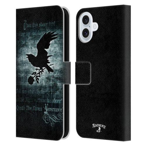 Alchemy Gothic Wing Nevermore Leather Book Wallet Case Cover For Apple iPhone 16 Plus