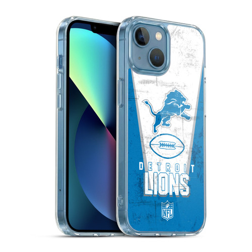 NFL Detroit Lions Logo Art Banner Soft Gel Case for Apple iPhone 13 Mini & MagSafe