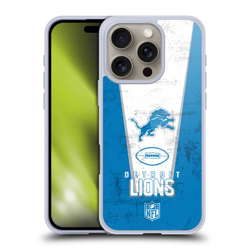 NFL Detroit Lions Logo Art Banner Soft Gel Case for Apple iPhone 16 Pro