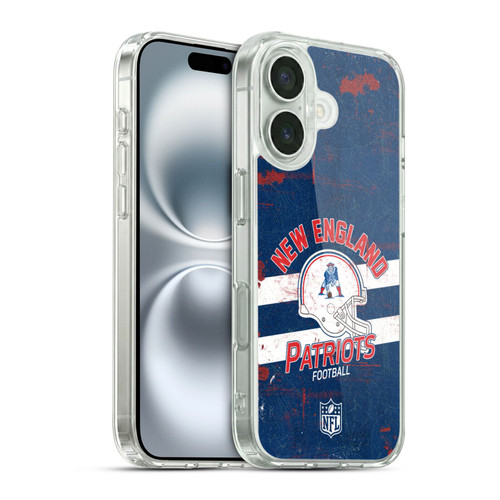 NFL New England Patriots Logo Art Helmet Distressed Soft Gel Case for Apple iPhone 16 & MagSafe