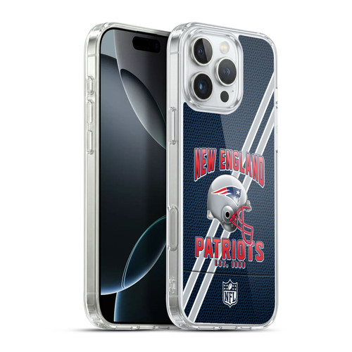 NFL New England Patriots Logo Art Football Stripes Soft Gel Case for Apple iPhone 16 Pro Max & MagSafe