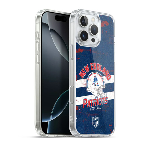 NFL New England Patriots Logo Art Helmet Distressed Soft Gel Case for Apple iPhone 16 Pro Max & MagSafe