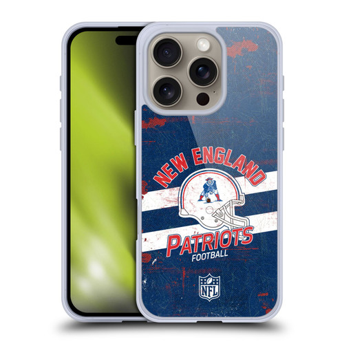NFL New England Patriots Logo Art Helmet Distressed Soft Gel Case for Apple iPhone 16 Pro