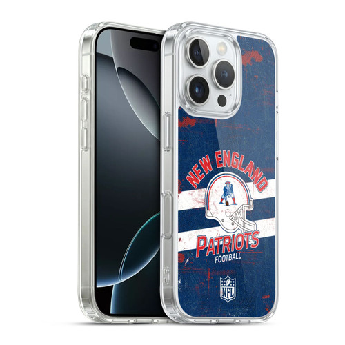 NFL New England Patriots Logo Art Helmet Distressed Soft Gel Case for Apple iPhone 16 Pro & MagSafe