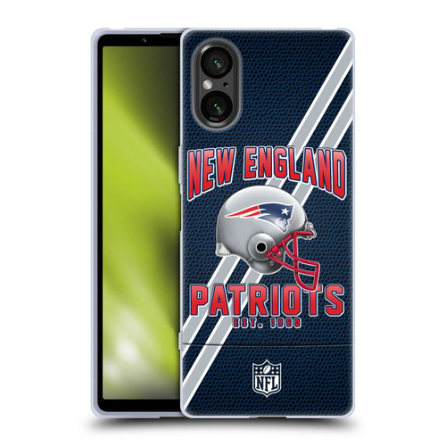 NFL New England Patriots Logo Art Football Stripes Soft Gel Case for Sony Xperia 5 V 5G