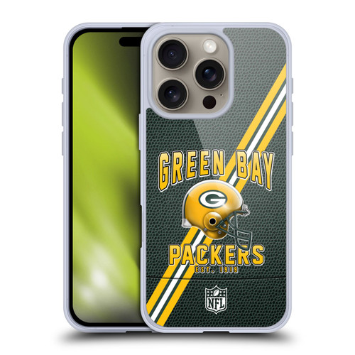 NFL Green Bay Packers Logo Art Football Stripes Soft Gel Case for Apple iPhone 16 Pro