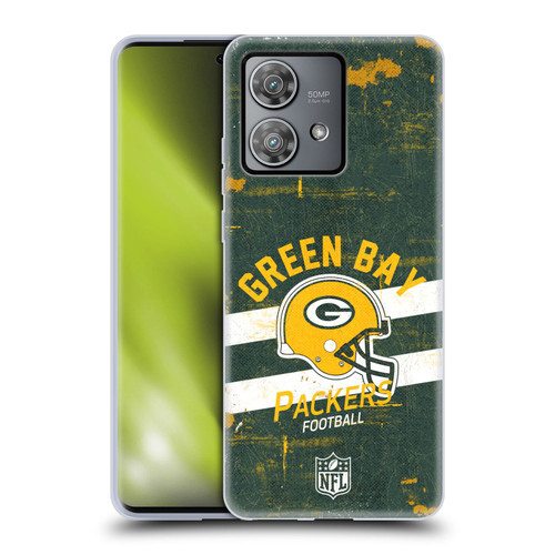 NFL Green Bay Packers Logo Art Helmet Distressed Soft Gel Case for Motorola Edge 40 Neo 5G