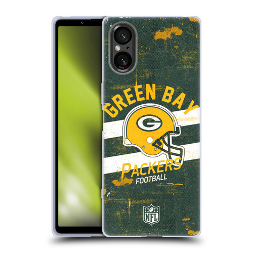 NFL Green Bay Packers Logo Art Helmet Distressed Soft Gel Case for Sony Xperia 5 V 5G