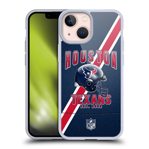 NFL Houston Texans Logo Art Football Stripes Soft Gel Case for Apple iPhone 13 Mini
